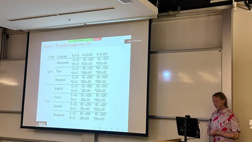 Prof Klaus Abels’s lecture on Scope, Quantifier Raising, and the Typology of Ditransitive VPs
